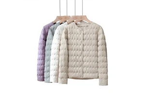Judas Clothing Autumn Winter New Thin Elegant Women's Short Corrugated Neck Variable V-Neck Duck Down Filled Warm Inner Jacket