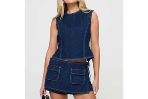 Channel 4 Colors New Design Y2K Girl Vintage Flap Pockets Wrap Jean Denim Cargo Shorts Skort for Women