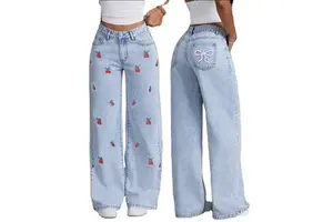 2026 Women's Summer Breathable Solid Loose Slimming Design Wide Legs Belt Cargo Denim Jeans Dark Colored