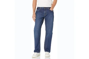 Men's Plus Size Regular Fit Mid Waist Straight Washed Eco-Friendly Quick Dry Lightweight 100% Cotton Ripped Jeans