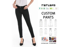 ODM Custom Breathable Stretch High Waist Skinny Jeans Denim Pants Trousers Sustainable Fabric Women Straight Pants Washed