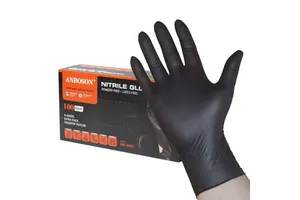 Heavy Duty 6mil Black Nitrile Gloves Powder-Free for Protective Kitchen Tattoo Industrial Tasks Anti-Cut Anti-Slip Free Sample