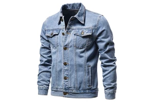 Winters Warm Men's Denim Jean Jacket OEM Casual Outwear Turn Down Collar Jacket Denim Button up Coat Oversize Jacket for Men