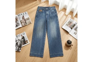 Women High Waist Straight Leg Jeans Stretch Denim Casual Pants Trousers Wholesale OEM