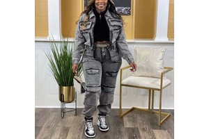 Casual Denim Jackets Women's Jeans Sets