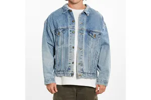 Available All Over Print 100% Washable Men's Jeans Jacket Basic Design Winter Collection Distressed Men's Denim Jacket
