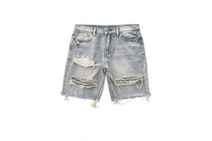 New Popular Lightweight Pocket Button Breathable Street Daily Straight Leg Pants Mid Waist Men's Denim Shorts Summer