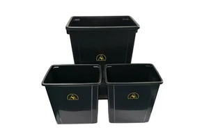 ALLESD Black Plastic Antistatic Electrostatic Cleanroom Tool Box Trash ESD Waste Bin