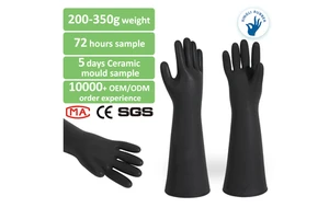 Black Industrial Grade Safety Gloves 45cm Length Diamond-Patterned Palm for Secure Grip for Acids Hazardous Materials