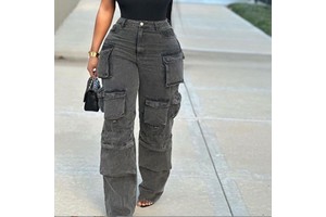 Women's Mid Waist Winter Denim Skinny Fit Formal Thickened Breathable Outerwear Cargo Pants New Arrival Jeans