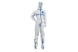 EN14126 PPE CE Overall Fast Delivery TYPE 4B Antistatic Cleaning Waterproof Disposable Chemical Protective Coverall With Hood