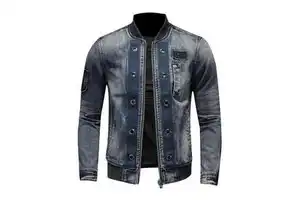 2025 Customized High Quality Men's Denim Jackets Casual Solid Jeans Color with Pocket Winter Front Logo Plus Size Clothing