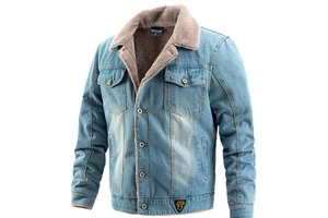 2020 Wholesale Jeans Jackets Men Denim Jacket New Style Custom Jean Jacket Men and Coat Trendy Warm Fleece Thick
