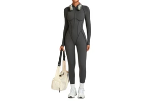 Women's Long Sleeve Gym Jumpsuit Wholesale One Piece Half Zip Workout Clothes Sports Yoga Fitness Strapless Quick Dry Breathable