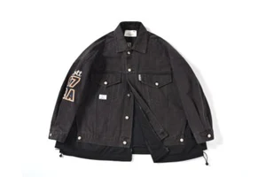 Vintage High Street Trendy Men's American-Style Embroidered Breathable Windproof Washed Denim Jacket All-Season Casual Single
