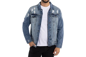 OEM Men's Vintage Waterproof Denim Jean Jacket with Covered Buttons Oversize Coat for Spring Season Supplier in Pakistan