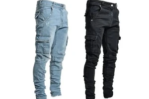Wholesale New Men Denim Side Pocket Outdoor Jeans Zipper Pencil Long Pants Men's Clothes Casual Trousers Casual Jeans