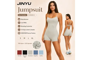 Custom Women Spaghetti Strap One Piece Yoga Bodysuit Non Toxic Eco Fabric Butt Lift Short Jumpsuit Workout Gym Romper