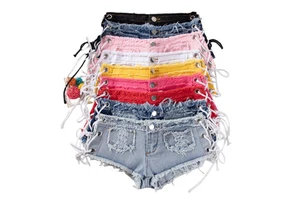 American-style Retro Denim Shorts for Women, Summer Low-waist Design Shorts, Slimming Stretchy Tight Hot Pants