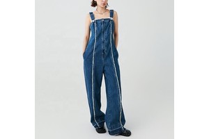Custom High-Waist Women's Denim Overall Pants Casual Summer Style with Logo for Women