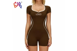 Contrast Color Naked Feel One Piece Sports Jumpsuit Hollow Back Tight Fit Yoga Gym Running Activewear School Hot Girl Xxx