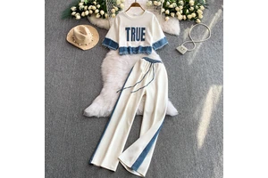 2025 Summer Women's Basics Sport Sets Top and Patchwork Denim Set Jogging Suits Wholesale