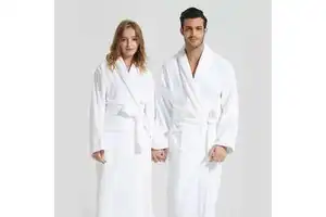 100% Cotton Custom Logo Waffle Bath Robe Breathable Unisex Terry Sleepwear for Hotels Women's Version Available