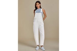 2025 Women's Casual Barrel Leg Overalls Baggy Bib Stretchy Denim Jumpsuit with Pockets Loose Fit Jean Overall Jumpsuits