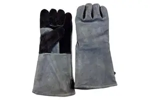 14 Inch Split Cowhide Leather TIG MIG Welding Gloves with Cotton Liner Heat Resistant Safety Work Gloves Heavy Duty BBQ Grilling