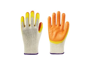 Yellow Double Coated Smooth Latex Work Gloves Cotton Yarn Dipped Rubber Gloves Safety Work Glove