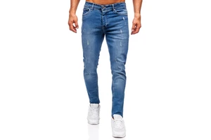 Men denim trouser with classic straight cut and sturdy fabric ideal for casual wear work uniforms and daily outfits