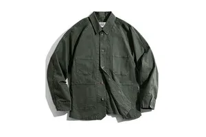 Men's Winter Vintage Leather Denim Jacket Stand Casual Solid Color Regular Length Loose Fit Multiple Pockets Regular Sleeve