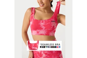 Tie-dye All-in-one Sports Bra Women's Outside Breathable Yoga Vest Running Fitness U-neck Ladies Sports Bra