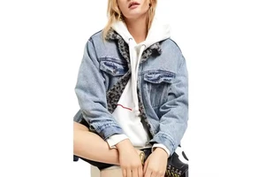 Factory Women's Winter Jacket Stand Collar Denim Fleece Woven Windproof Waterproof 350 GSM Detachable Liner Solid Pattern