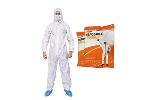 Cheap CE ISO Waterproof Hazmat Suit SMS PPE Microporous Anti-static Isolation Gown Disposable Protective Coveralls Hood Type 5 6