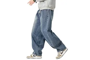 Oem Custom Men's Baggy Pleated Denim Pants Vintage Washed Loose Wide-Leg Jeans for Streetwear