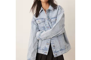 Women's Oversized Vintage Denim Jacket Loose Fit Long Sleeve Button-Up Heavyweight Blue Jean Coat Winter Fashion Outwear