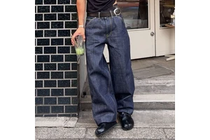 Vintage Mid-Rise Heavyweight Selvedge Denim Jeans Men A-line Straight Original Cow Jeans Men's And Women's Cleanfit Pants