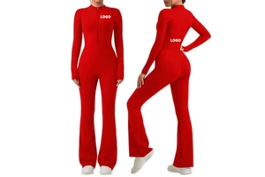 Zipper Long Sleeve Slimming Sports Jumpsuit for Women Female Hip Lift Exercise Fitness Yoga Wear Jumpsuit