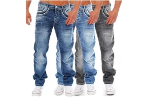 Custom Logo Fashion Plus Size Jeans Pants Breathable Comfortable Baggy Washed Distressed Slim Denim Jeans Men