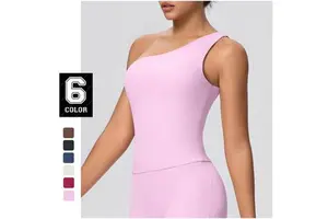 Tank Top Customized Regular Fit Seamless Four-Way Stretch Quick Drying Yoga Vest Fold Sleeveless Workout Gym Wear Spandex/Nylon