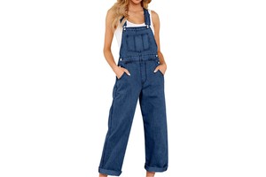 Custom Overalls Jumpsuits Full Length Bib Adjustable Straps Wide Leg Stretchy Jeans Pants Deep Pockets Denim Overalls for Women