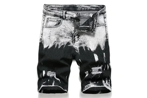 Men's Denim Shorts Solid Pattern Customizable Logo Quick Dry Breathable Street Style Loose Fit High Quality