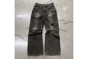 Heavyweight Vintage Washed Ripped Bootcut Jeans Custom Private Label Street Faded Distressed Flared Denim Pants