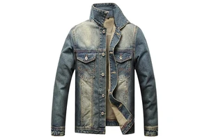 Men's Winter Casual High Street Denim Jackets Breathable Quick Dry Stand Collar Front Logo Hooded Canvas 100% Cotton Reasonable