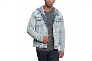Men's Casual Denim Jacket in Solid Color Single Breasted Cowboy Style With Down Material Plus Size Jean
