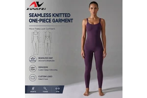 Customizable Dark Purple Yoga Unitard - Seamless Full-Length Tank Jumpsuit With Scoop Neck & Back Cut-out For Gym Fitness