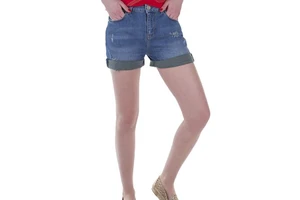 Summer Women's High Waisted Skinny Fit Breathable Denim Shorts with Bow Rivet Flowers and Button Casual Solid Color