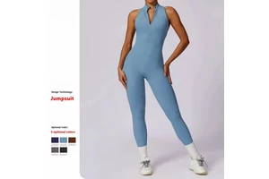 2025 New Quick-Dry Zipper Sports Bodysuit High-Intensity Fitness Training Yoga Jumpsuit with Bare Sensation Customizable Size
