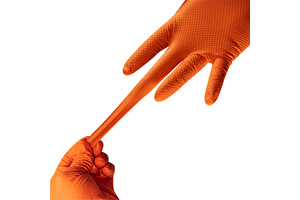 Medical Disposable 8 Mil Light Orange Diamond Nitrile Gloves Powder-Free Latex Free Safety Gloves in a Box of 100
